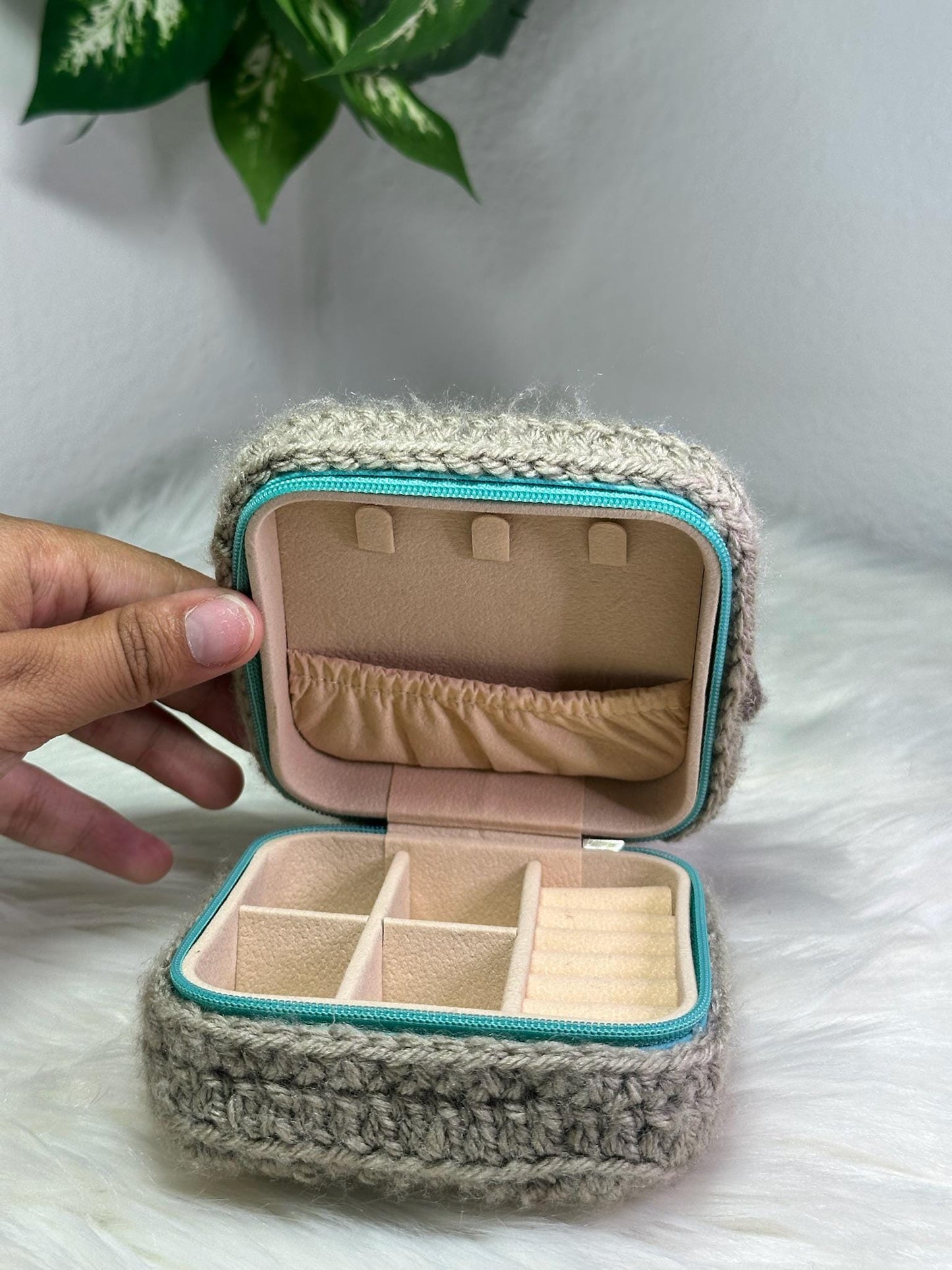 Waffle Jewelry Box – Handmade Crochet Décor