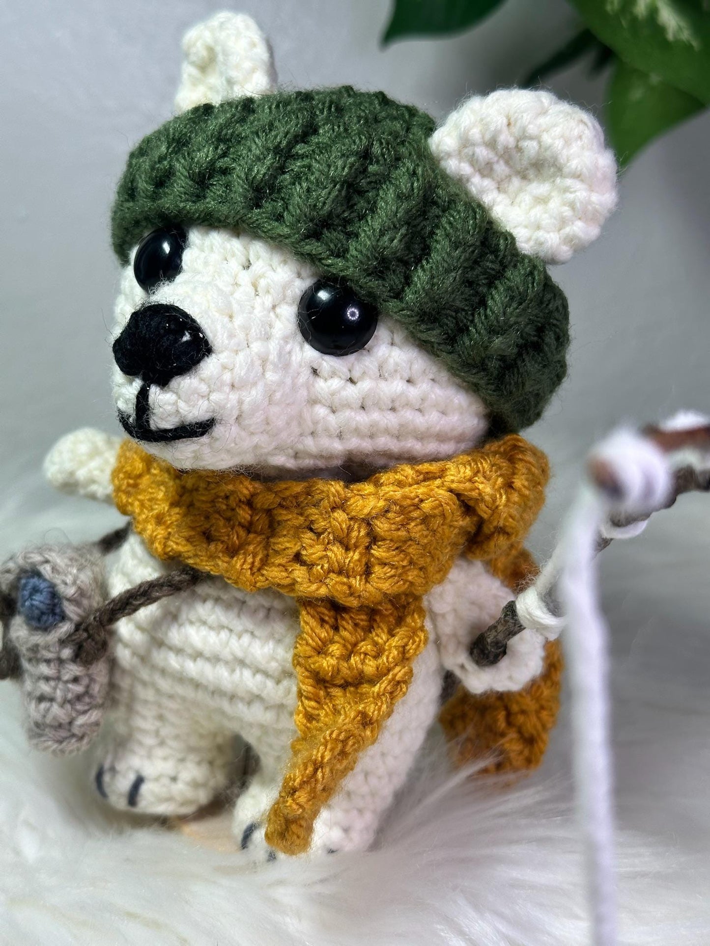 Crochet Polar Bear Fisherman – Mini Lake Scene with Fish