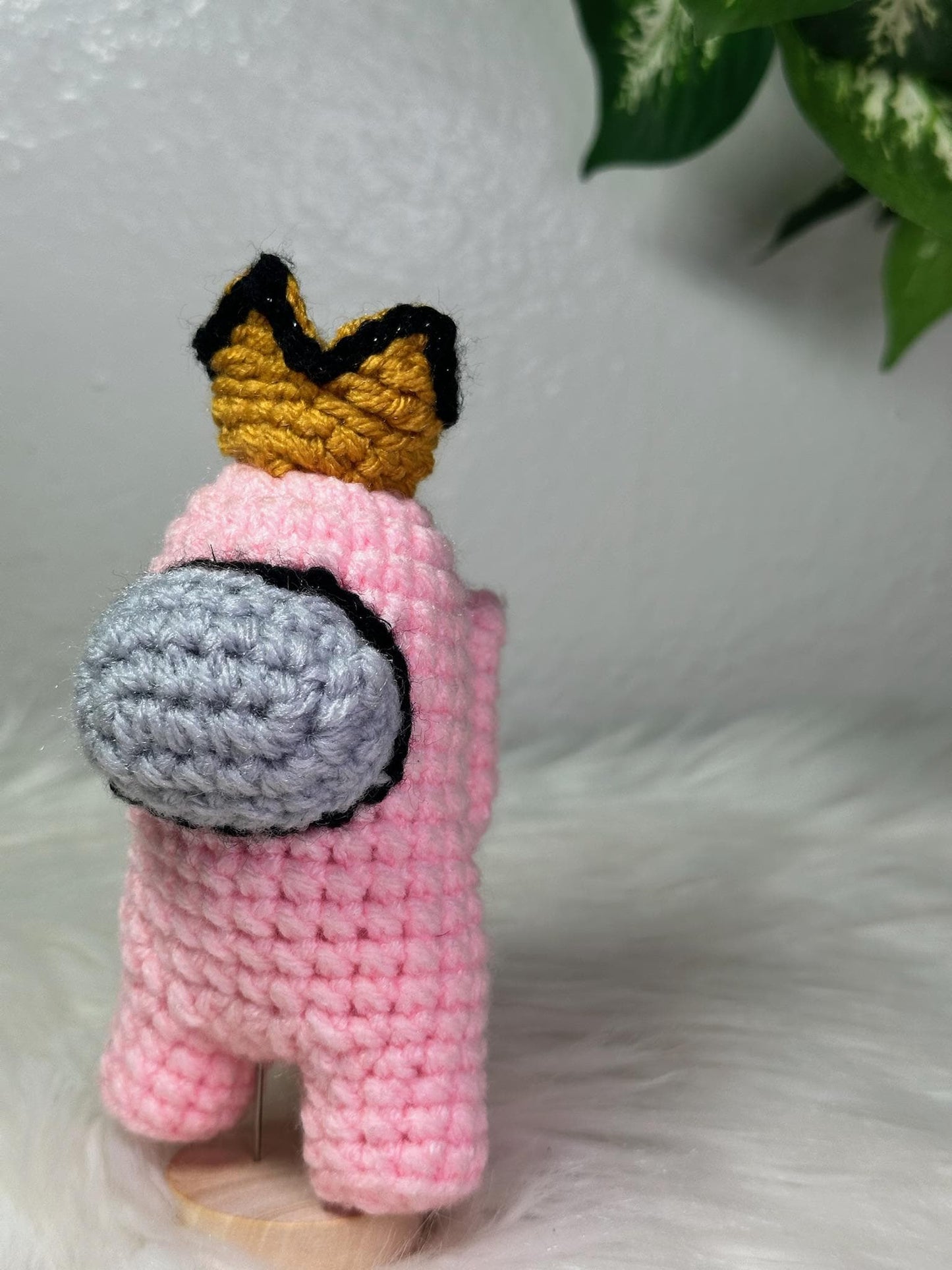 Among Us Crewmate with Crown – Cute Crochet Plush