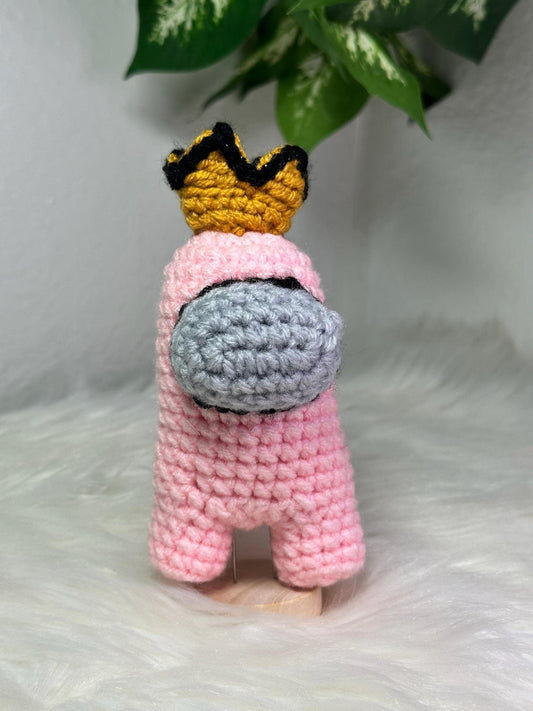 Among Us Crewmate with Crown – Cute Crochet Plush