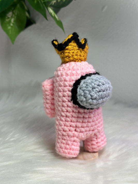 Among Us Crewmate with Crown – Cute Crochet Plush